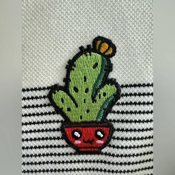 Girls NWT Casual Polo Style Striped Collared Dress with Cactus Patch Size 8-10 - Picture 7 of 16